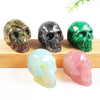 2inch Mixed Color Natural Healing Gemstone Crystal Carved Head Skulls Ornament for Home Decoration Carving Crafts