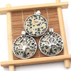 Handmade Wire Wrapped Round Stone Pendant Natural Crystal Chakra Tree Of Life Pendant Necklace Charms For Jewelry Making