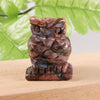 1.5" Natural Healing Stone Animal Hand Carved Figurine Delicate Crystal Night Owl for Home Decor Gift Decorative