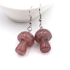 Fashion Women's Jewelry Accessories Natural Gemstone Healing Crystal Mushroom Dangle Earrings