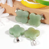 Natural Gemstone Four Leaf Lucky Clover Bead Stone Pendants for Jewelry Making Alloy Pendant Bracelets Earring