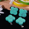 Natural Gemstone Four Leaf Lucky Clover Bead Stone Pendants for Jewelry Making Alloy Pendant Bracelets Earring