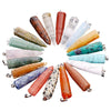Natural Healing Crystals Pendulum Pendant Natural Stone Bullet Shaped Pillar Charms Point Pendant Charms For Jewelry Making