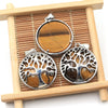 Handmade Wire Wrapped Round Stone Pendant Natural Crystal Chakra Tree Of Life Pendant Necklace Charms For Jewelry Making