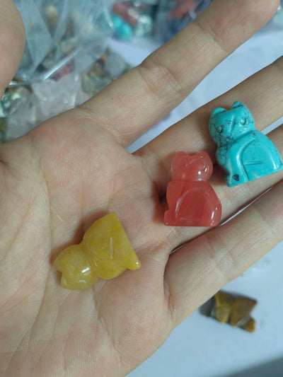 Natural carved crystal fortune cat healing stone aventurine lucky cat statue crystal crafts Home Decoration Birthday Gift