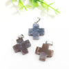 Natural Stone Crystal Healing Cross Necklace Gemstone Cross Pendant