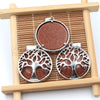 Handmade Wire Wrapped Round Stone Pendant Natural Crystal Chakra Tree Of Life Pendant Necklace Charms For Jewelry Making