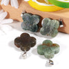 Natural Gemstone Four Leaf Lucky Clover Bead Stone Pendants for Jewelry Making Alloy Pendant Bracelets Earring