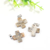 Natural Stone Crystal Healing Cross Necklace Gemstone Cross Pendant