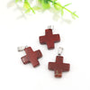 Natural Stone Crystal Healing Cross Necklace Gemstone Cross Pendant