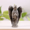 1.5inch Healing craft angel statue carved Natural stone crystal Guardian miniature black angel figurine for home decor wholesale