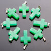 Natural Crystal Healing Gemstone Jesus Cross Stone Pendant Jewelry DIY