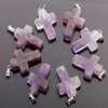 Natural Crystal Healing Gemstone Jesus Cross Stone Pendant Jewelry DIY