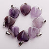 Charms assorted natural Amethyst purple crystal stone bead heart pendants